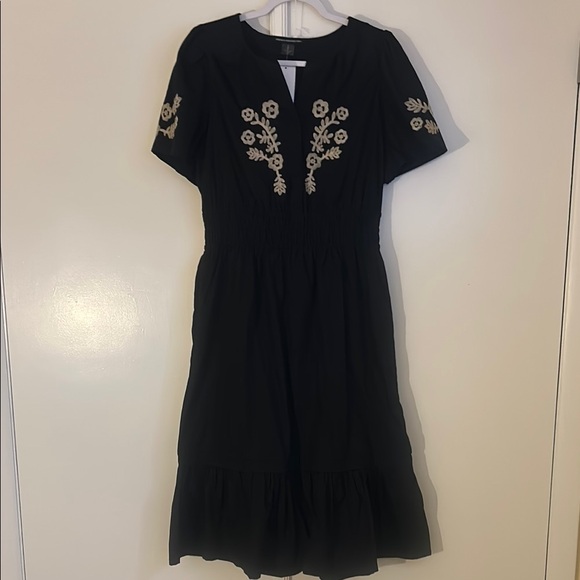 NWT French Connection Embroidered Black Maxi Dress - Picture 3 of 4